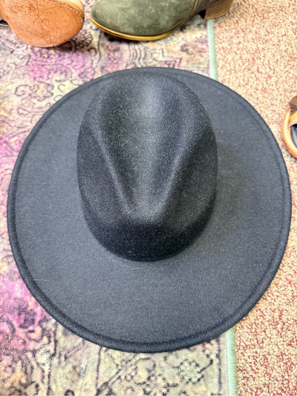 Free People Black Wide-Brim Felt Fedora